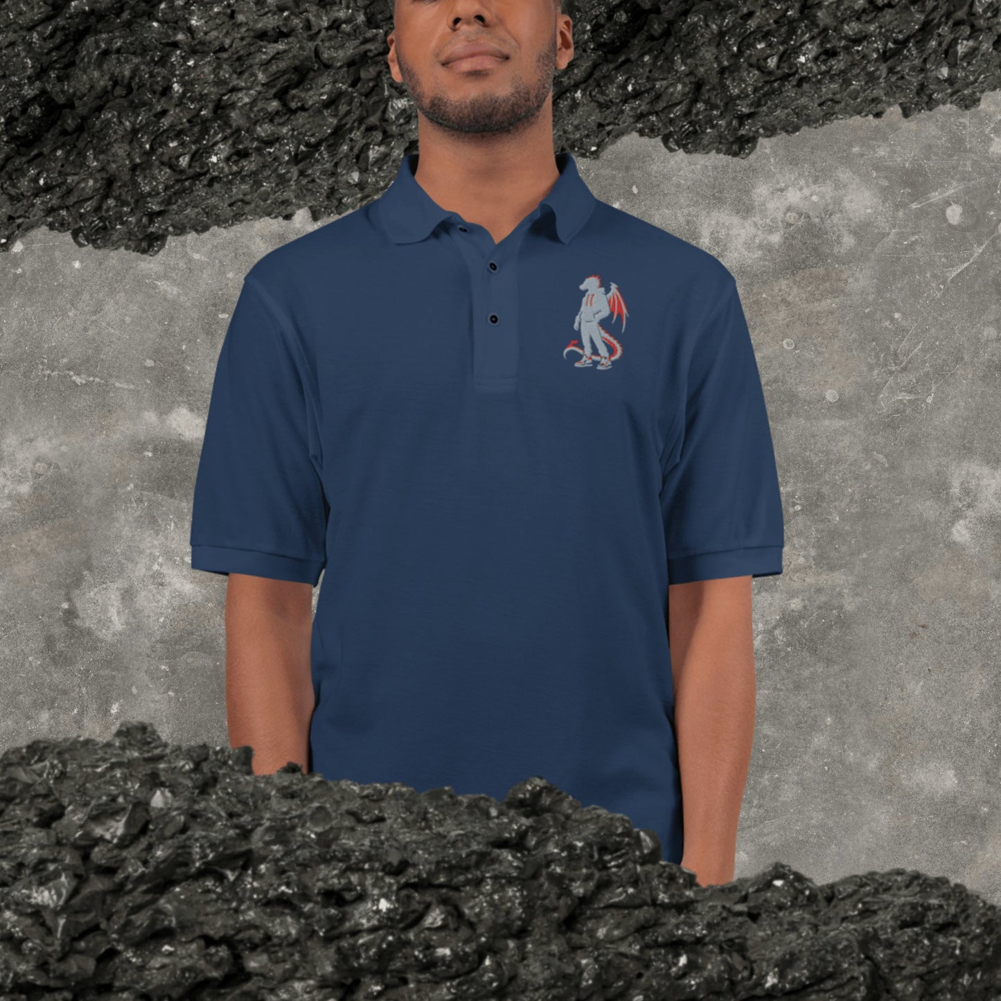 It's A Nelson EMBROIDERY S STREET DRAGON POLO (navy) | Unisex Premium Polo