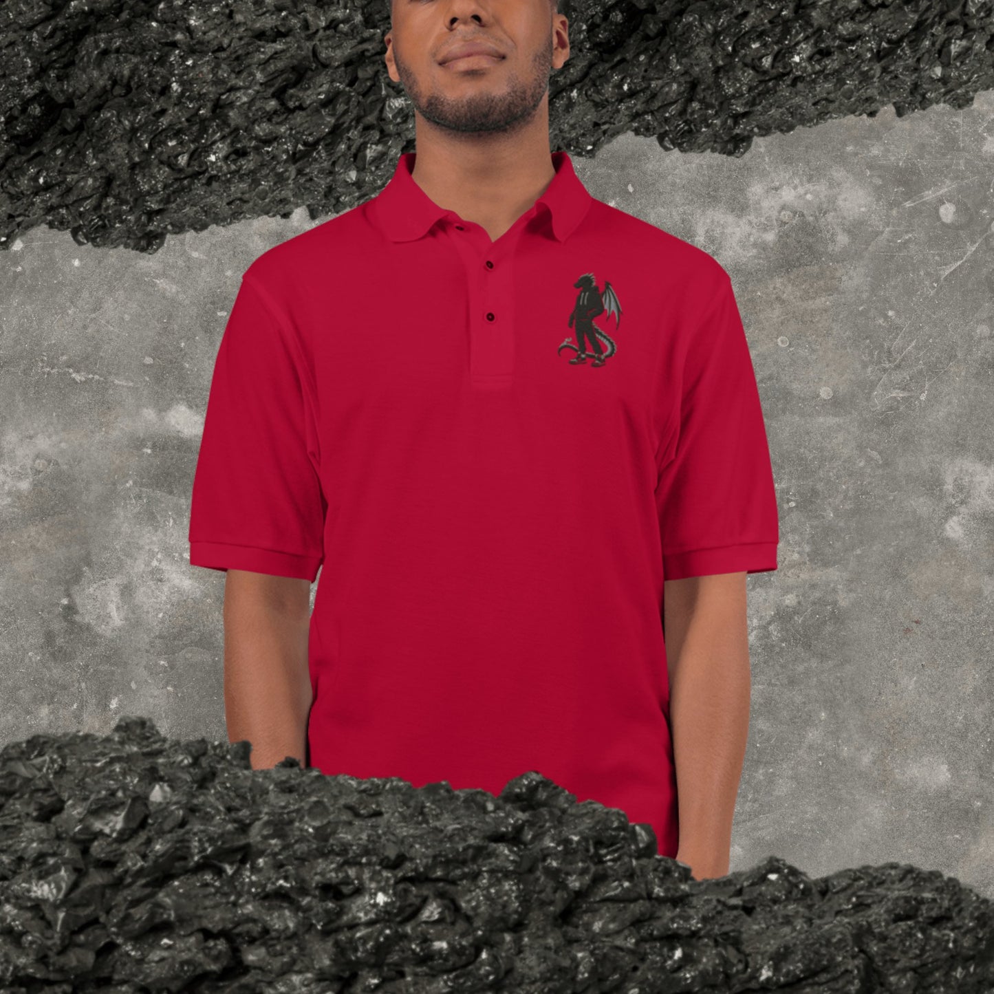It's A Nelson EMBROIDERY S STREET DRAGON POLO (red) | Unisex Premium Polo