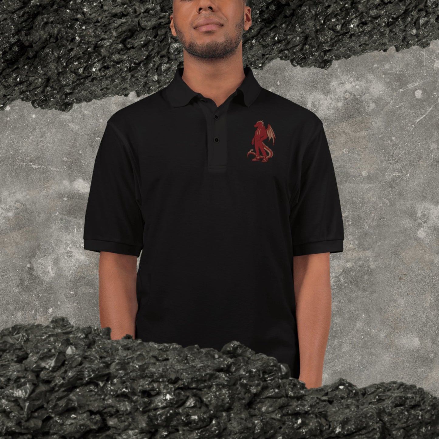 It's A Nelson EMBROIDERY S STREET DRAGON POLO (black) | Unisex Premium Polo
