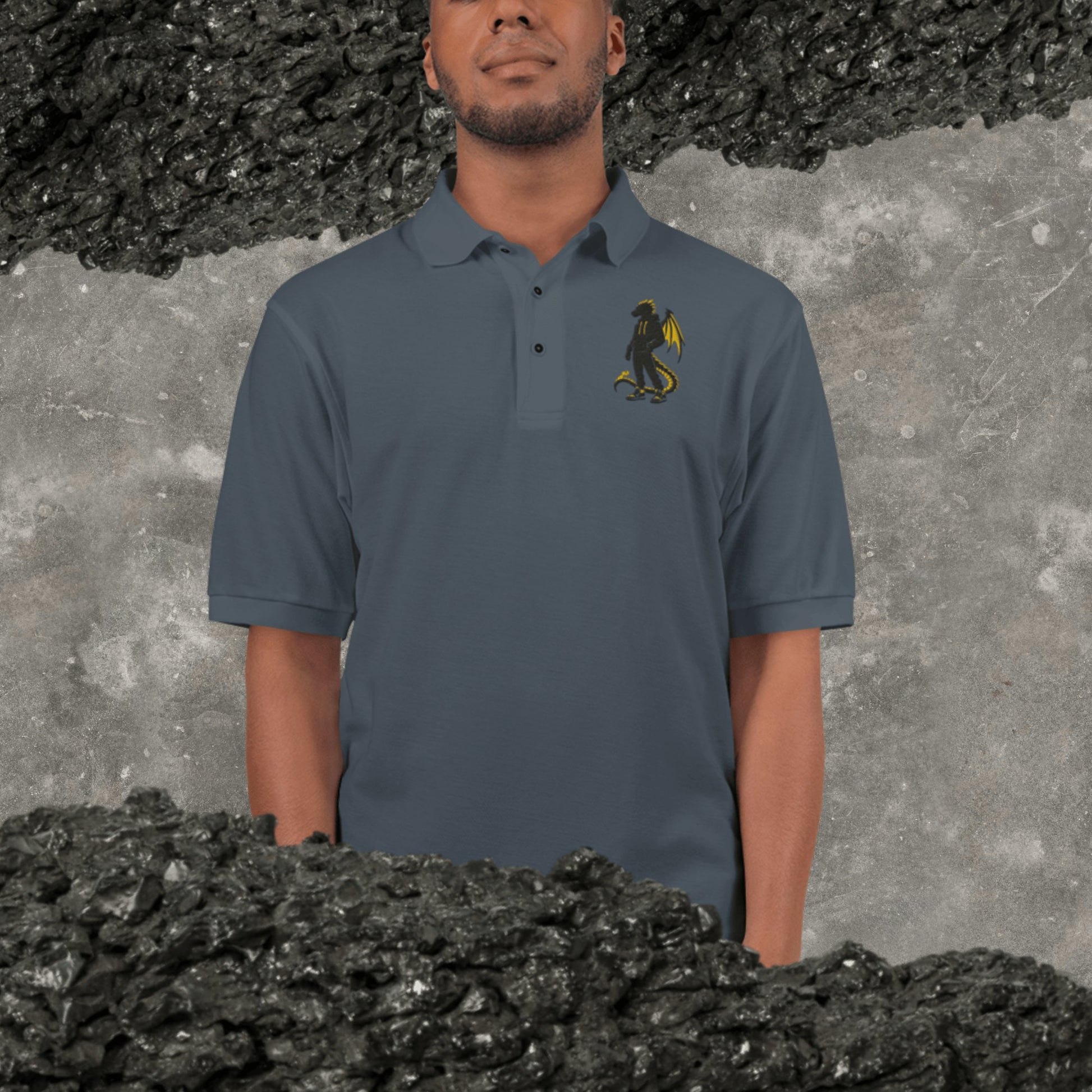It's A Nelson EMBROIDERY S STREET DRAGON POLO (dark gray) | Unisex Premium Polo