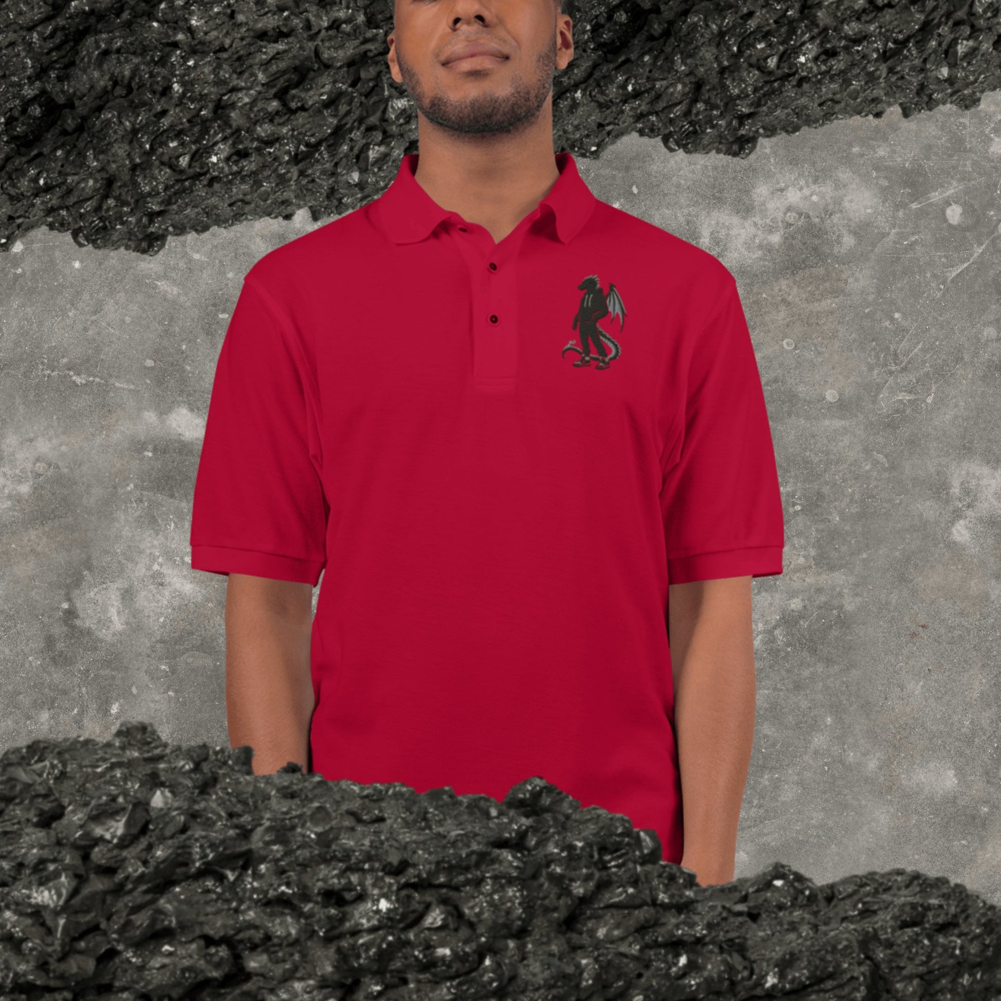 It's A Nelson EMBROIDERY S STREET DRAGON POLO (red) | Unisex Premium Polo